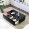 Smart Table Fridge, Multifunctional Coffee Table, Tempered Glass Table Top and Back Storage