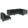 5 Piece Patio Lounge Set with Cushions Poly Rattan Dark Gray