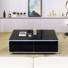 Smart Table Fridge, Multifunctional Coffee Table, Tempered Glass Table Top and Back Storage