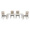 Glamorous Silver Finish Dining Set 5pc Dining Table 4x Side Chairs Crystal Button Tufted Upholstered Modern Style Furniture