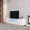 TV Cabinet Wholesale, White TV Stand with Lights, Modern LED TV Cabinet with Storage Drawers, Living Room Entertainment Center Media Console Table