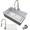 TECASA 33 inch Kitchen Sink - Dual Mount Undermount or Drop-in Sink with Faucet Combo, All-in-One Single Bowl Stainless Steel Sink