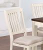 Classic Dining Room Furniture 7pc Dining Set Dining Table w Drawers 6x Side Chairs White Rubberwood Walnut Acacia Veneer Slats Back Chair