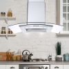 30" Wall Mount Range Hood 450CFM Tempered Glass Vented 3-Speed Fan w/LEDs