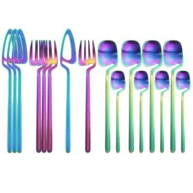 Desserts Soup Coffee Use 16pcs Table Decor Cutlery Sets (Color: Multicolor)