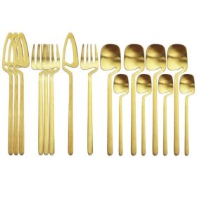 Desserts Soup Coffee Use 16pcs Table Decor Cutlery Sets (Color: Gold)