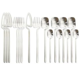 Desserts Soup Coffee Use 16pcs Table Decor Cutlery Sets (Color: Silver)