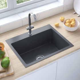 Handmade Kitchen Sink Black Stainless Steel (Color: Black)