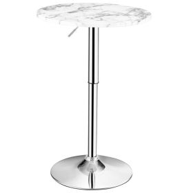 360° Swivel Round Pub Table with Height Adjustable (Color: White)