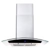 30 inch Wall Mounted Range Hood 700CFM Tempered Glass Touch Panel Control Vented LEDs