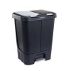 Dual Plastic Trash and Recycle Bin with Slow Close Lid, Black, 11 gal