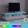 Modern LED TV Stand for 70 inch TV with Shelves and Storage Drawers Modern, Entertainment Center, White Tabletop High Glossy TV Stand for living Room