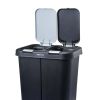 Dual Plastic Trash and Recycle Bin with Slow Close Lid, Black, 11 gal