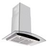 30 inch Wall Mounted Range Hood 700CFM Tempered Glass Touch Panel Control Vented LEDs