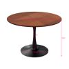 42"Modern Round Dining Table with Printed OAK Color Grain Table Top; Metal Base Dining Table;  End Table Leisure Coffee Table